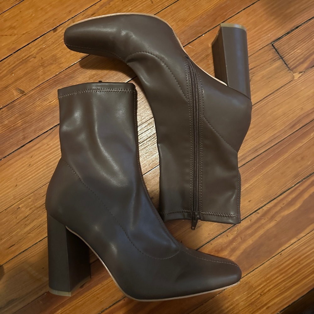 Forever 21 Dark Brown Heeled Ankle Booties